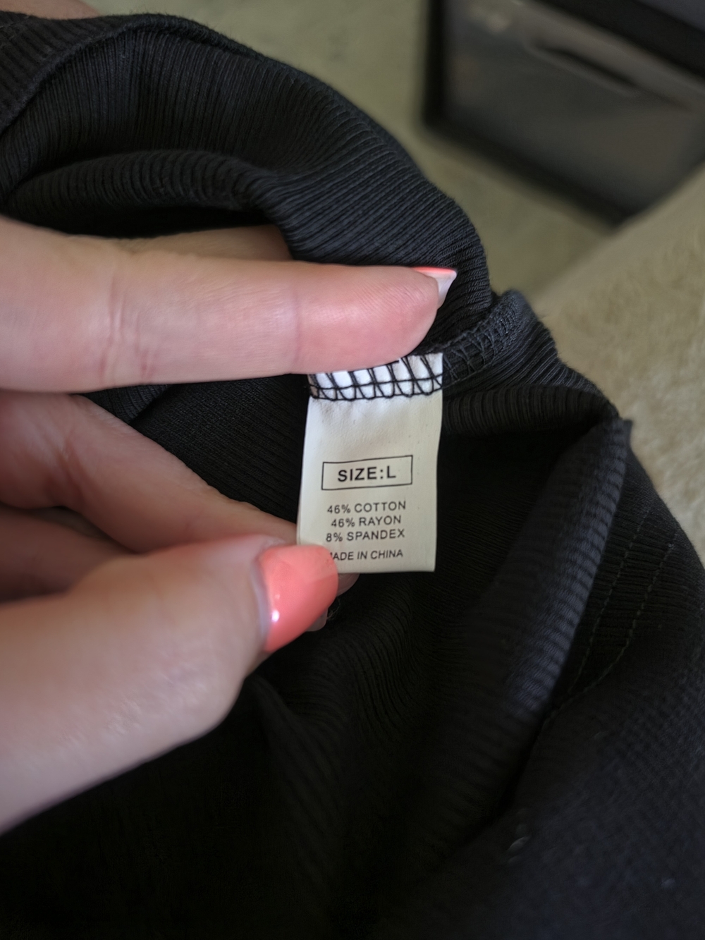 Black Ribbed Tank Top - Picture 3 of 3